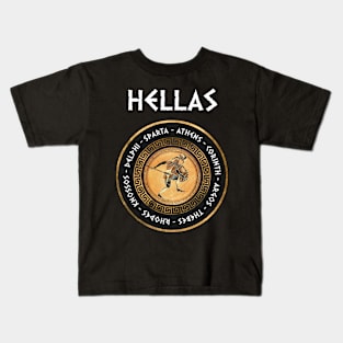 Hellas Ancient Greece Cities Greek Hoplite Symbol Kids T-Shirt